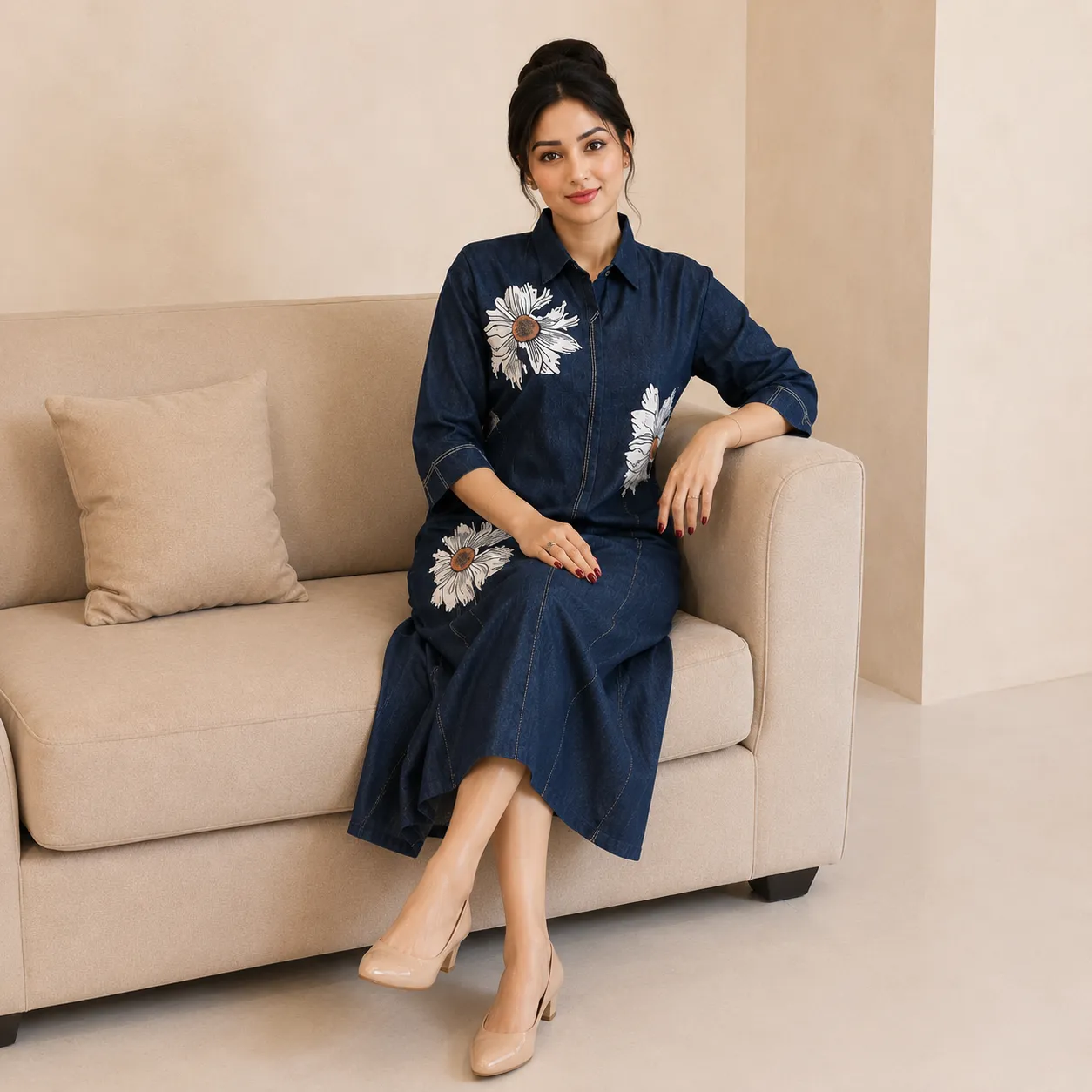 Elowen Bloom Denim Dress - Image 2