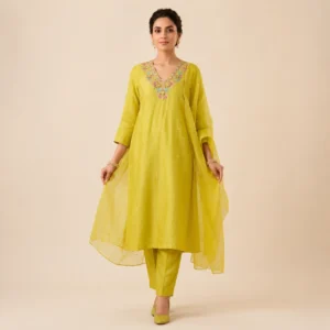 Mehrina Yellow Embellished Kurti Set