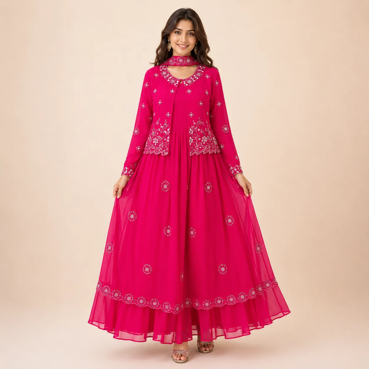 Rivara Rose Bloom Georgette Gown Set