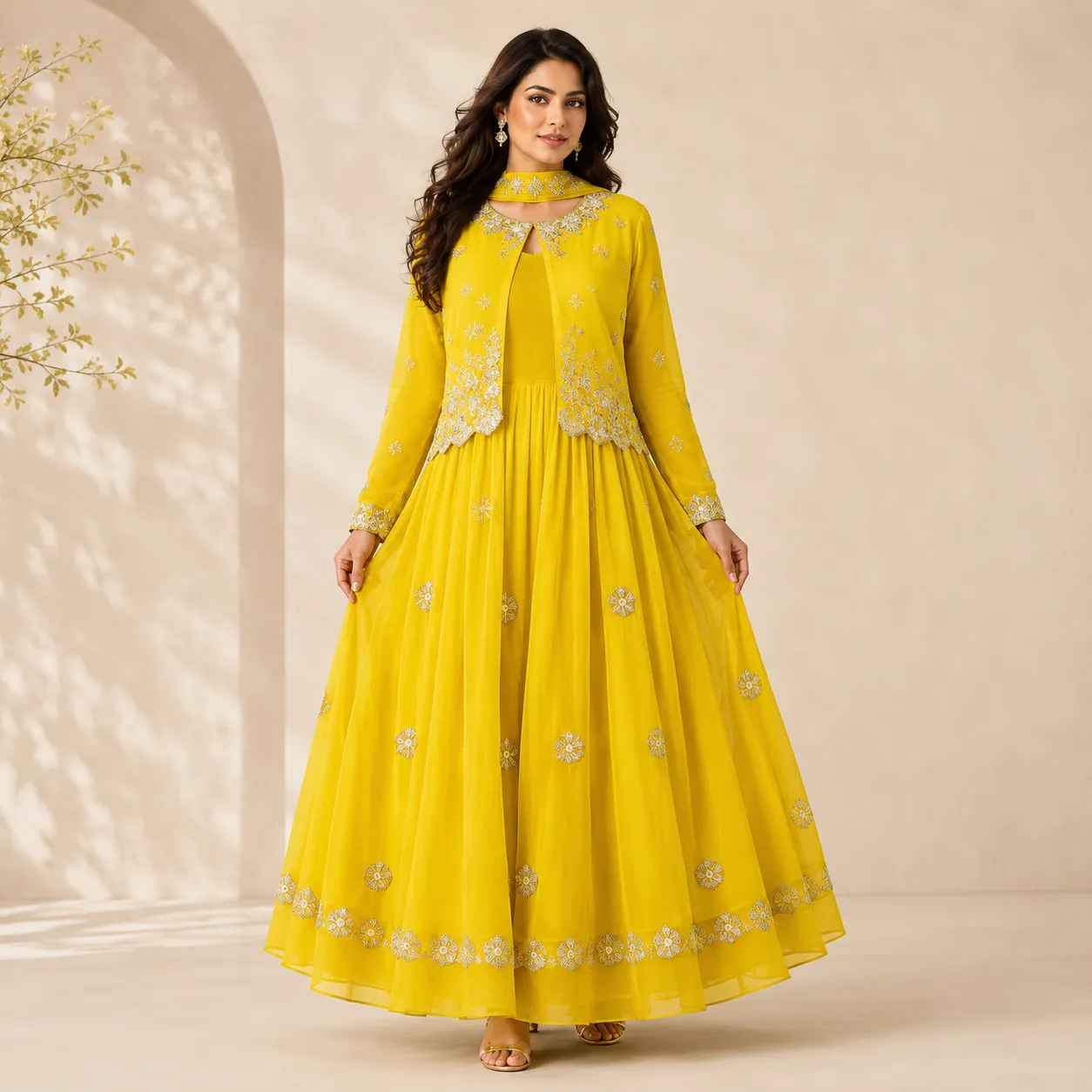 Solene Sunburst Georgette Gown