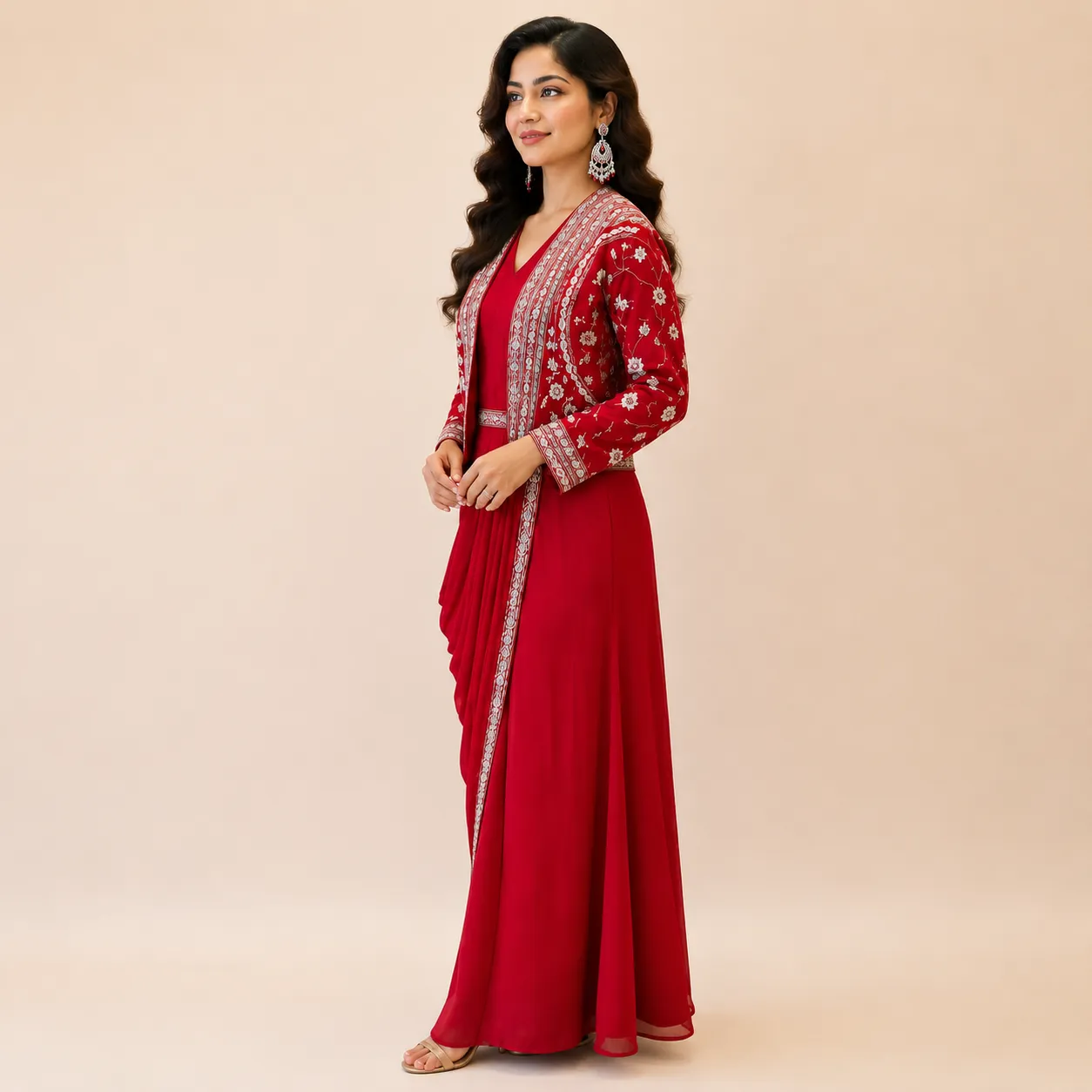 Vianra Crimson Handworked Drape Set - Image 3