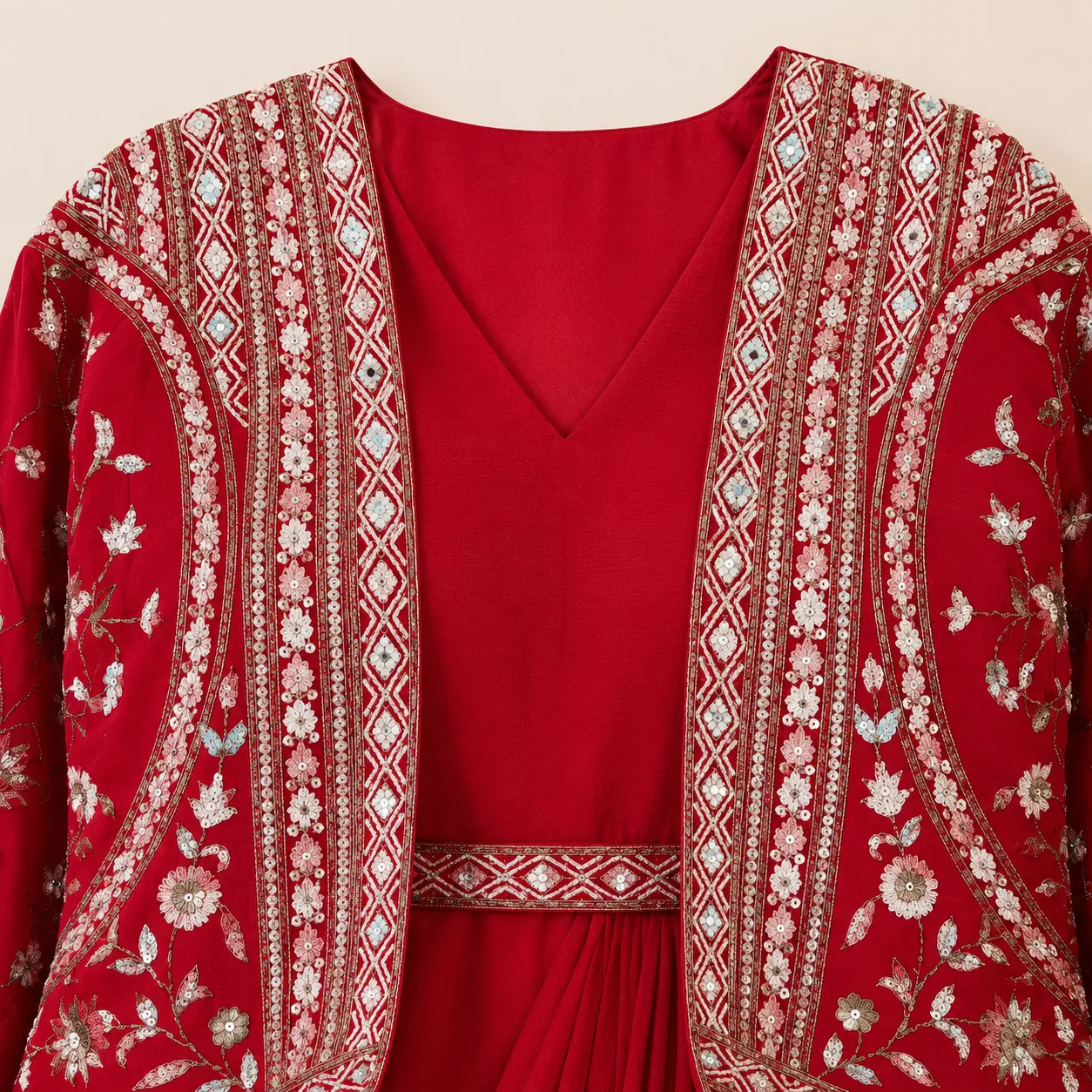 Vianra Crimson Handworked Drape Set - Image 4