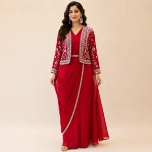 Vianra Crimson Handworked Drape Set